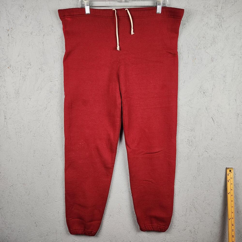 Vintage Russell Athletic Sweatpants Mens Medium Red USA Fleece Joggers 80s Retro
